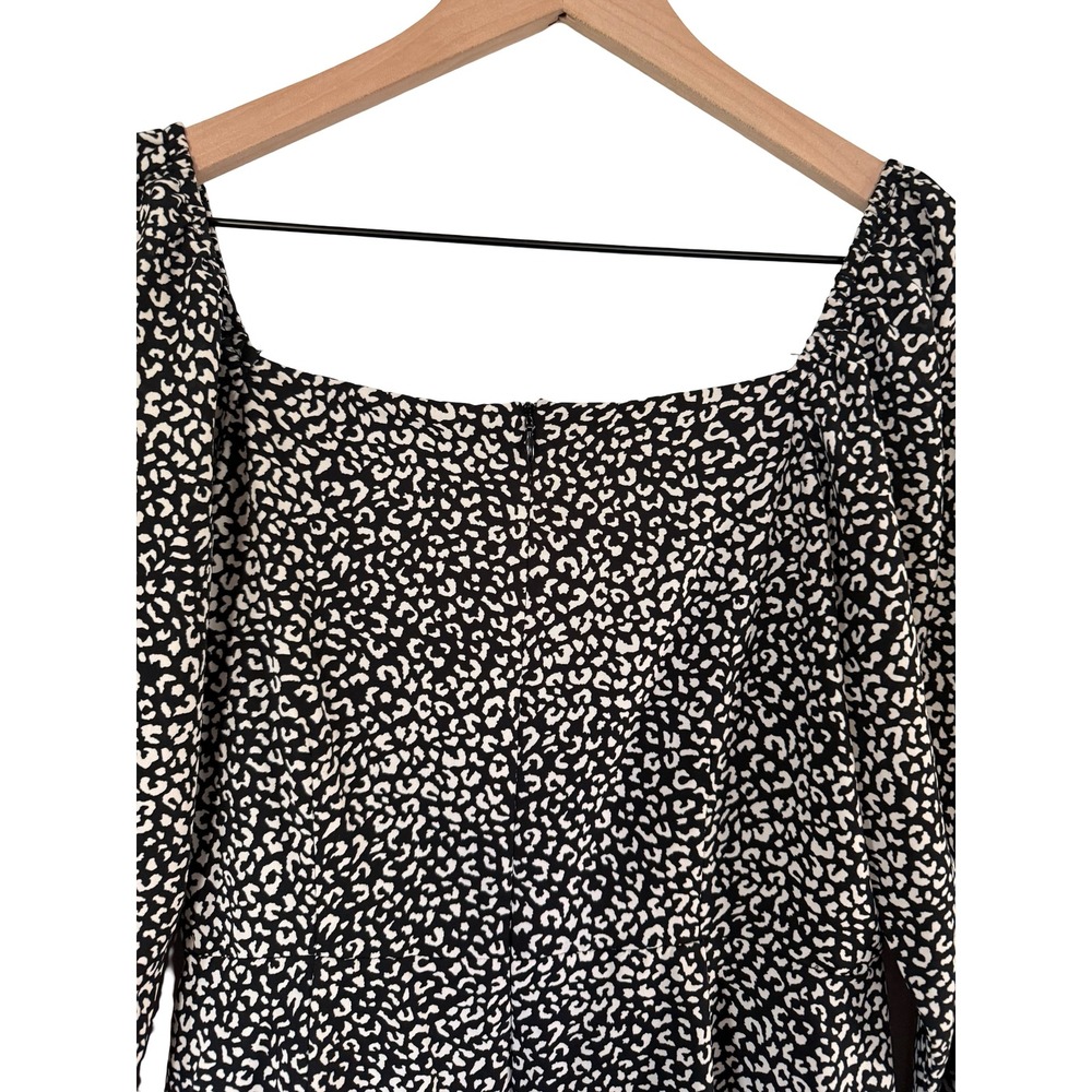Altar'd State Leopard Print Mini Dress Black White Square Neck Long Sleeve M - Picture 6 of 7